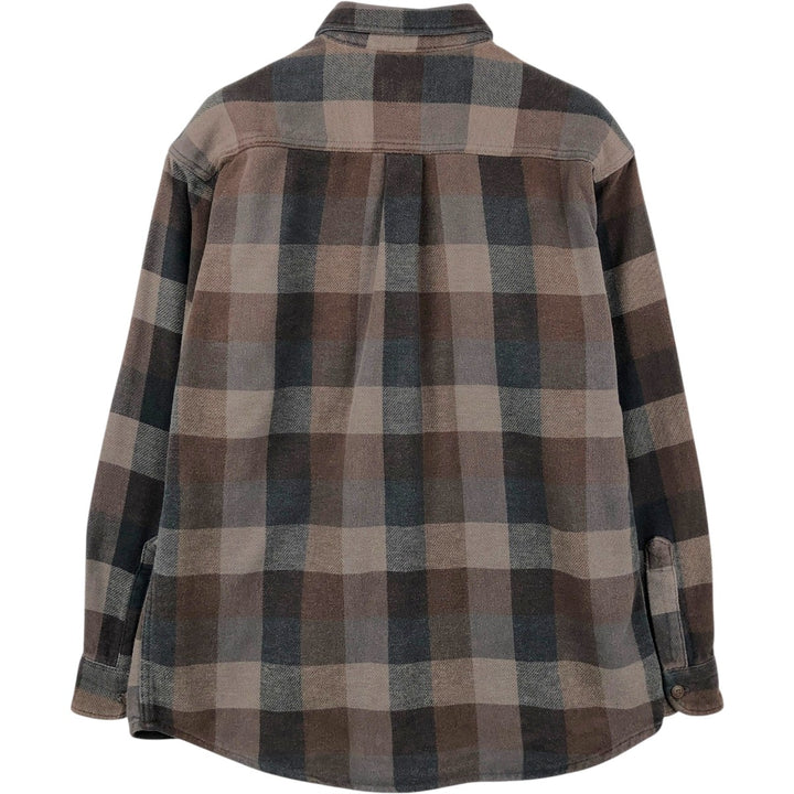St. John's Bay Long-Sleeve Button-Down Flannel Check Shirt, Men's Size M (approx.) cotton brown type Vintage Second Hand