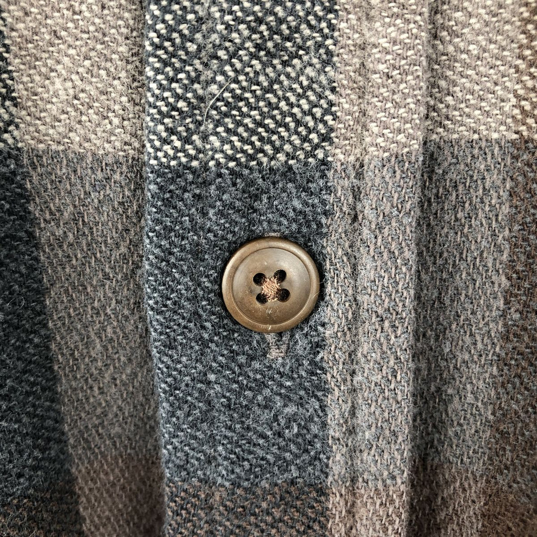 St. John's Bay Long-Sleeve Button-Down Flannel Check Shirt, Men's Size M (approx.) cotton brown type Vintage Second Hand
