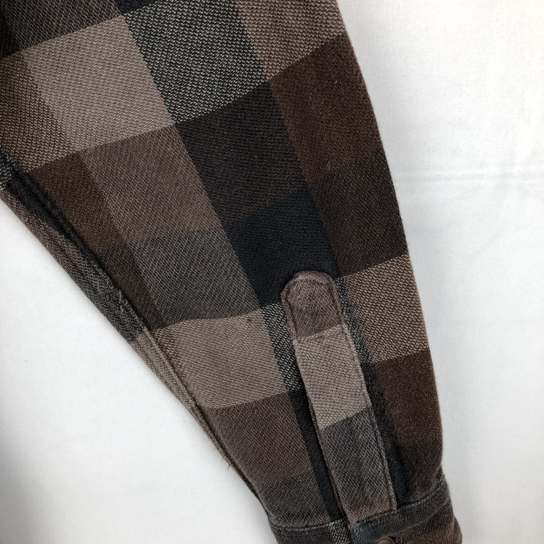 St. John's Bay Long-Sleeve Button-Down Flannel Check Shirt, Men's Size M (approx.) cotton brown type Vintage Second Hand