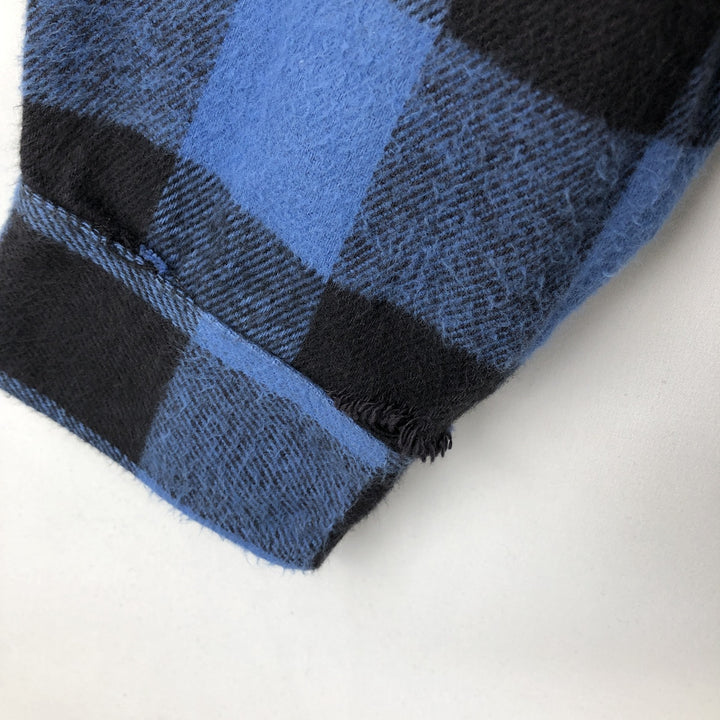 MIGHTY MAC Long-Sleeve Flannel Check Shirt, Made in USA, Men's Size XL (approx.) cotton Blue type light blue Vintage Second Hand