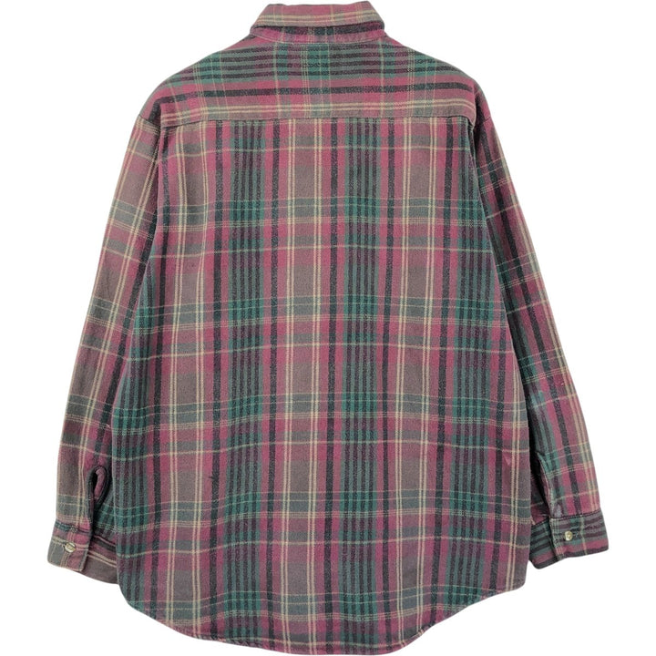 2000'S Cabelas Long-Sleeve Flannel Check Shirt, Made in USA, Men's Size L (approx.) cotton Red type red-purple Vintage Second Hand