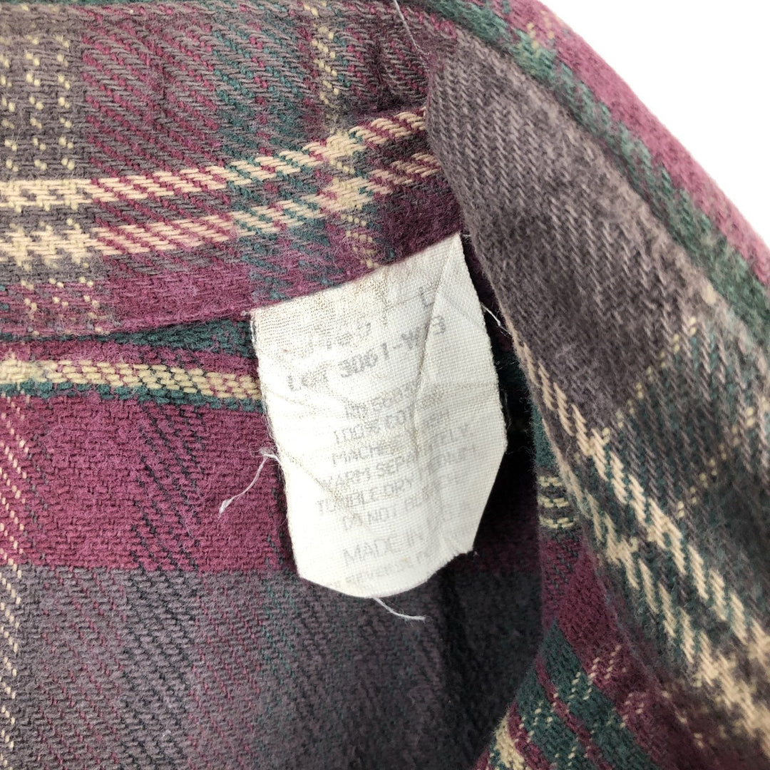 2000'S Cabelas Long-Sleeve Flannel Check Shirt, Made in USA, Men's Size L (approx.) cotton Red type red-purple Vintage Second Hand