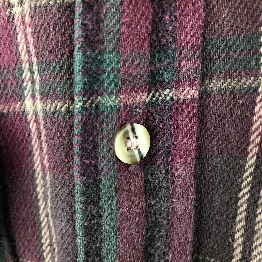 2000'S Cabelas Long-Sleeve Flannel Check Shirt, Made in USA, Men's Size L (approx.) cotton Red type red-purple Vintage Second Hand
