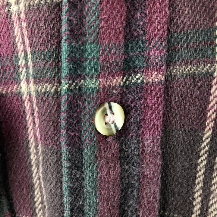 2000'S Cabelas Long-Sleeve Flannel Check Shirt, Made in USA, Men's Size L (approx.) cotton Red type red-purple Vintage Second Hand