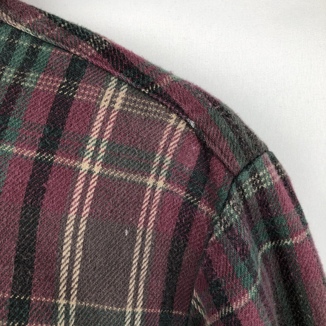 2000'S Cabelas Long-Sleeve Flannel Check Shirt, Made in USA, Men's Size L (approx.) cotton Red type red-purple Vintage Second Hand