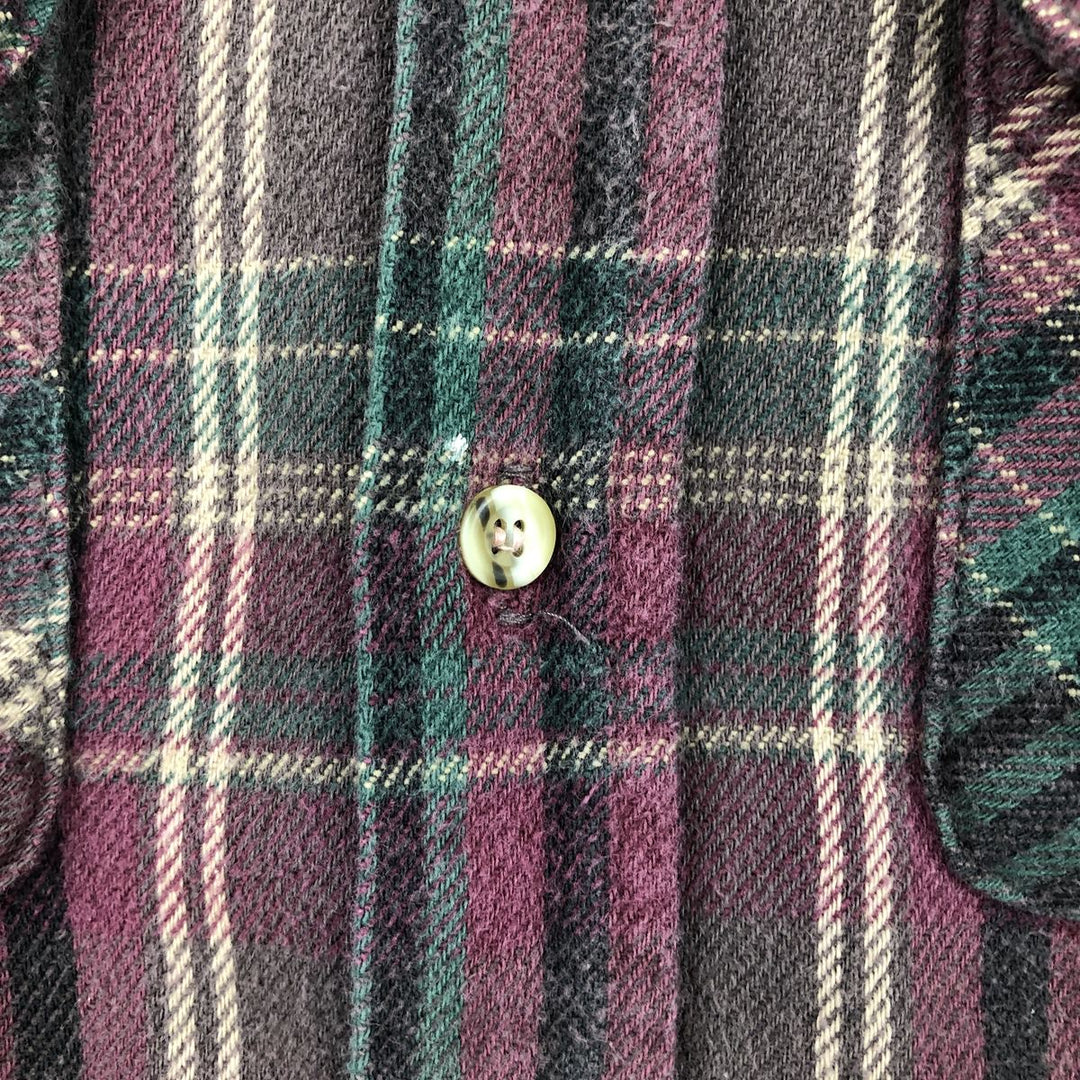 2000'S Cabelas Long-Sleeve Flannel Check Shirt, Made in USA, Men's Size L (approx.) cotton Red type red-purple Vintage Second Hand