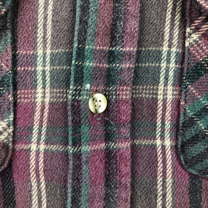 2000'S Cabelas Long-Sleeve Flannel Check Shirt, Made in USA, Men's Size L (approx.) cotton Red type red-purple Vintage Second Hand