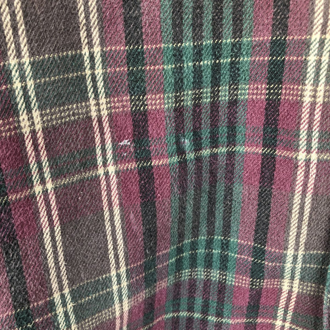 2000'S Cabelas Long-Sleeve Flannel Check Shirt, Made in USA, Men's Size L (approx.) cotton Red type red-purple Vintage Second Hand