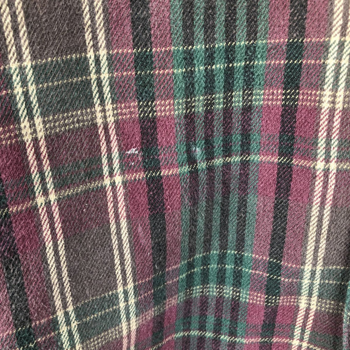 2000'S Cabelas Long-Sleeve Flannel Check Shirt, Made in USA, Men's Size L (approx.) cotton Red type red-purple Vintage Second Hand