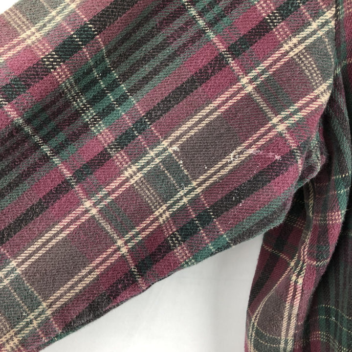 2000'S Cabelas Long-Sleeve Flannel Check Shirt, Made in USA, Men's Size L (approx.) cotton Red type red-purple Vintage Second Hand