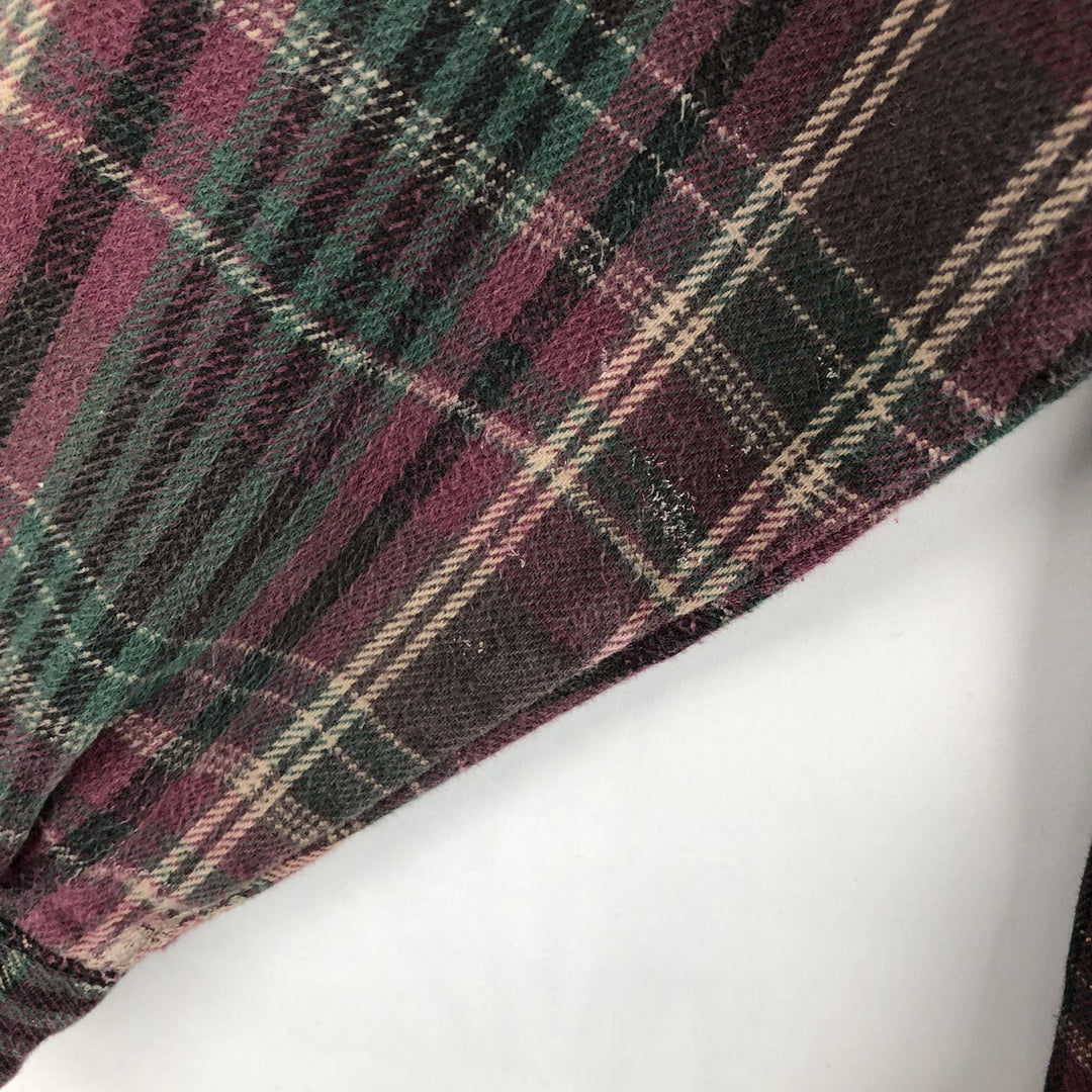 2000'S Cabelas Long-Sleeve Flannel Check Shirt, Made in USA, Men's Size L (approx.) cotton Red type red-purple Vintage Second Hand