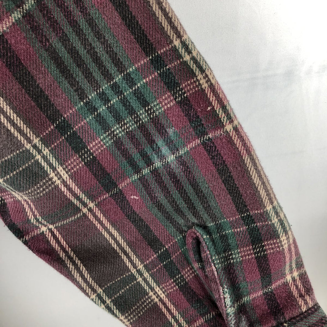2000'S Cabelas Long-Sleeve Flannel Check Shirt, Made in USA, Men's Size L (approx.) cotton Red type red-purple Vintage Second Hand