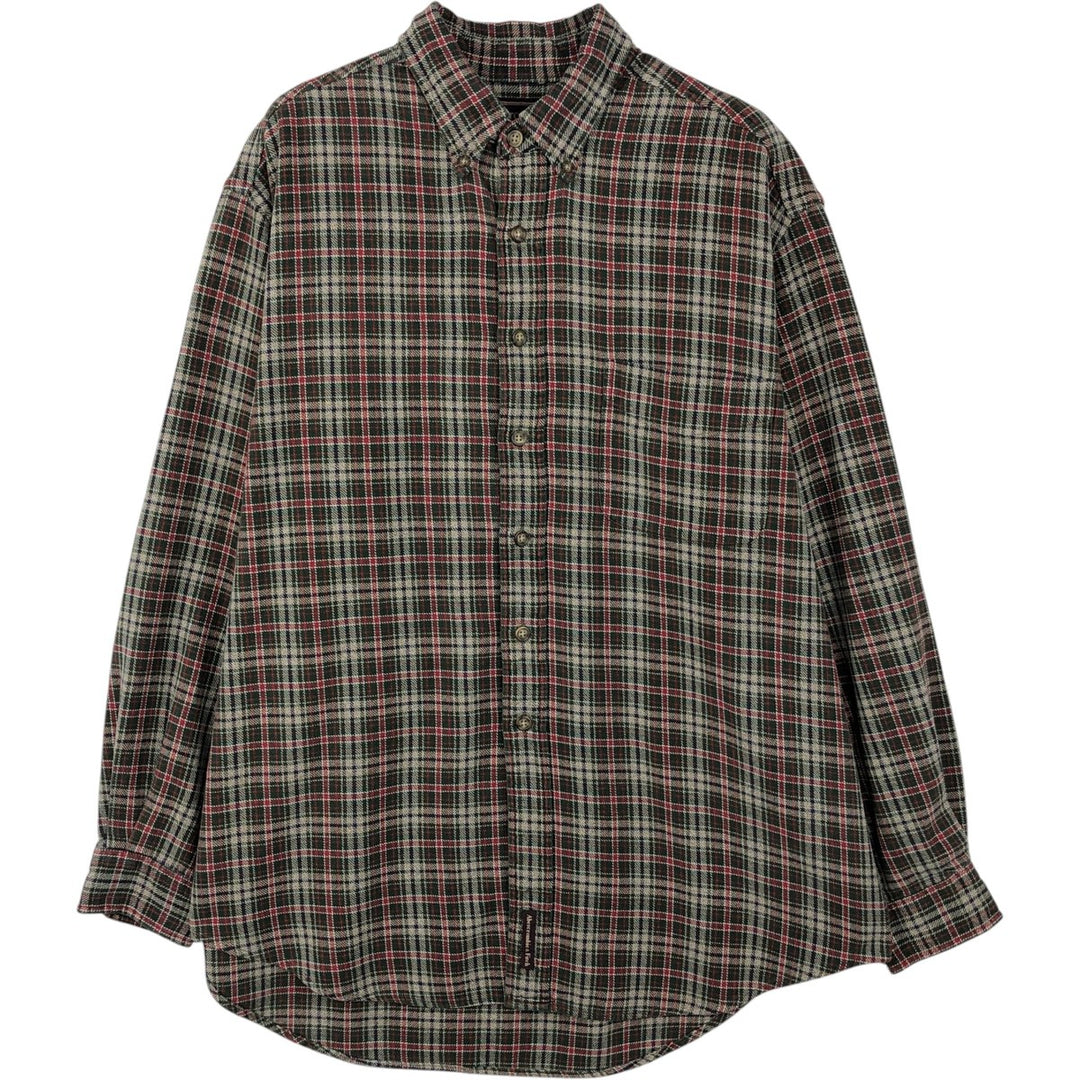 Abercrombie and Fitch Long-Sleeve Button-Down Light Flannel Check Shirt, Men's Size M (approx.) cotton Green type dark green Vintage Second Hand