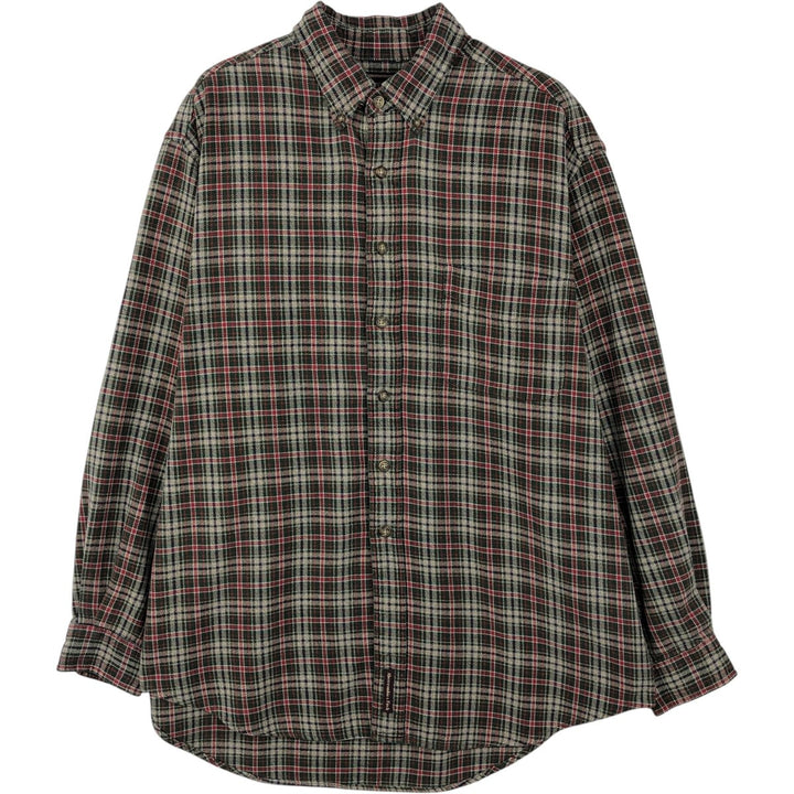 Abercrombie and Fitch Long-Sleeve Button-Down Light Flannel Check Shirt, Men's Size M (approx.) cotton Green type dark green Vintage Second Hand