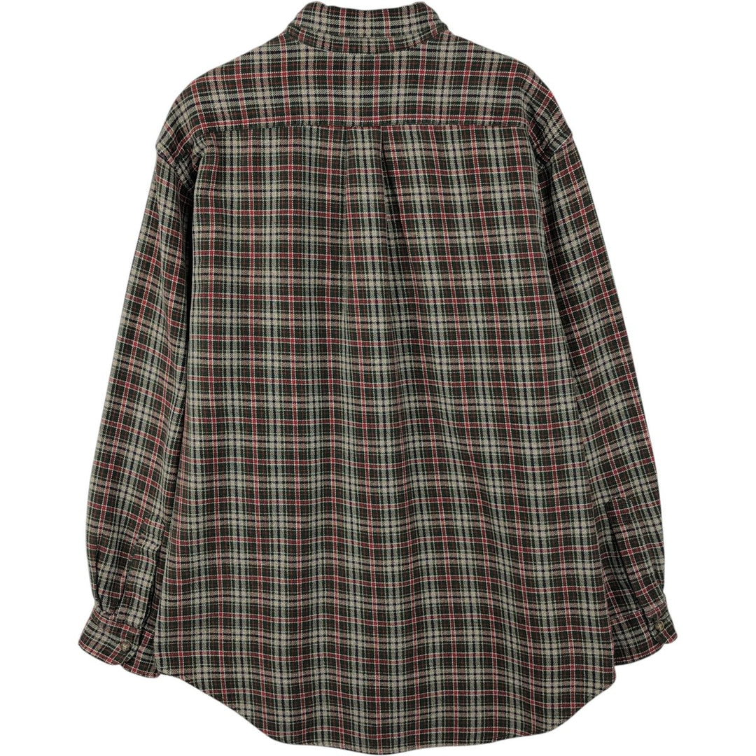 Abercrombie and Fitch Long-Sleeve Button-Down Light Flannel Check Shirt, Men's Size M (approx.) cotton Green type dark green Vintage Second Hand