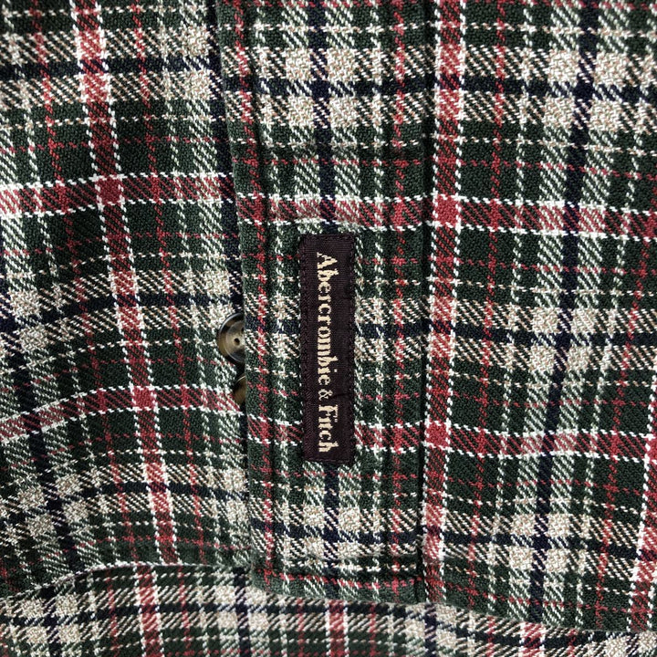 Abercrombie and Fitch Long-Sleeve Button-Down Light Flannel Check Shirt, Men's Size M (approx.) cotton Green type dark green Vintage Second Hand