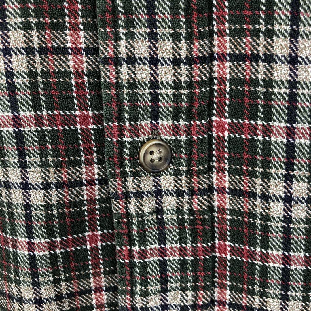Abercrombie and Fitch Long-Sleeve Button-Down Light Flannel Check Shirt, Men's Size M (approx.) cotton Green type dark green Vintage Second Hand