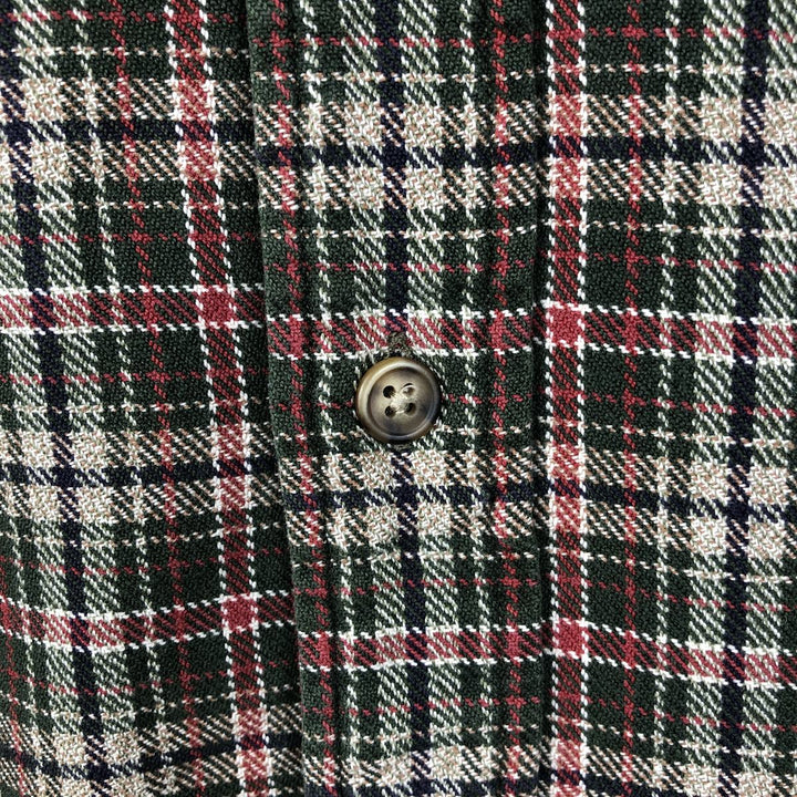 Abercrombie and Fitch Long-Sleeve Button-Down Light Flannel Check Shirt, Men's Size M (approx.) cotton Green type dark green Vintage Second Hand