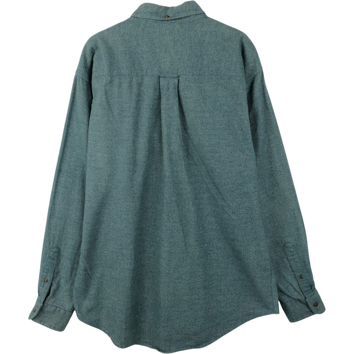 80s-90'S Eddie Bauer Black Tag Sonoma Heathers Button-Down Long-Sleeve Chamois Cloth Shirt, Men's Size L (Equivalent), Vintage cotton green type Vintage Second Hand