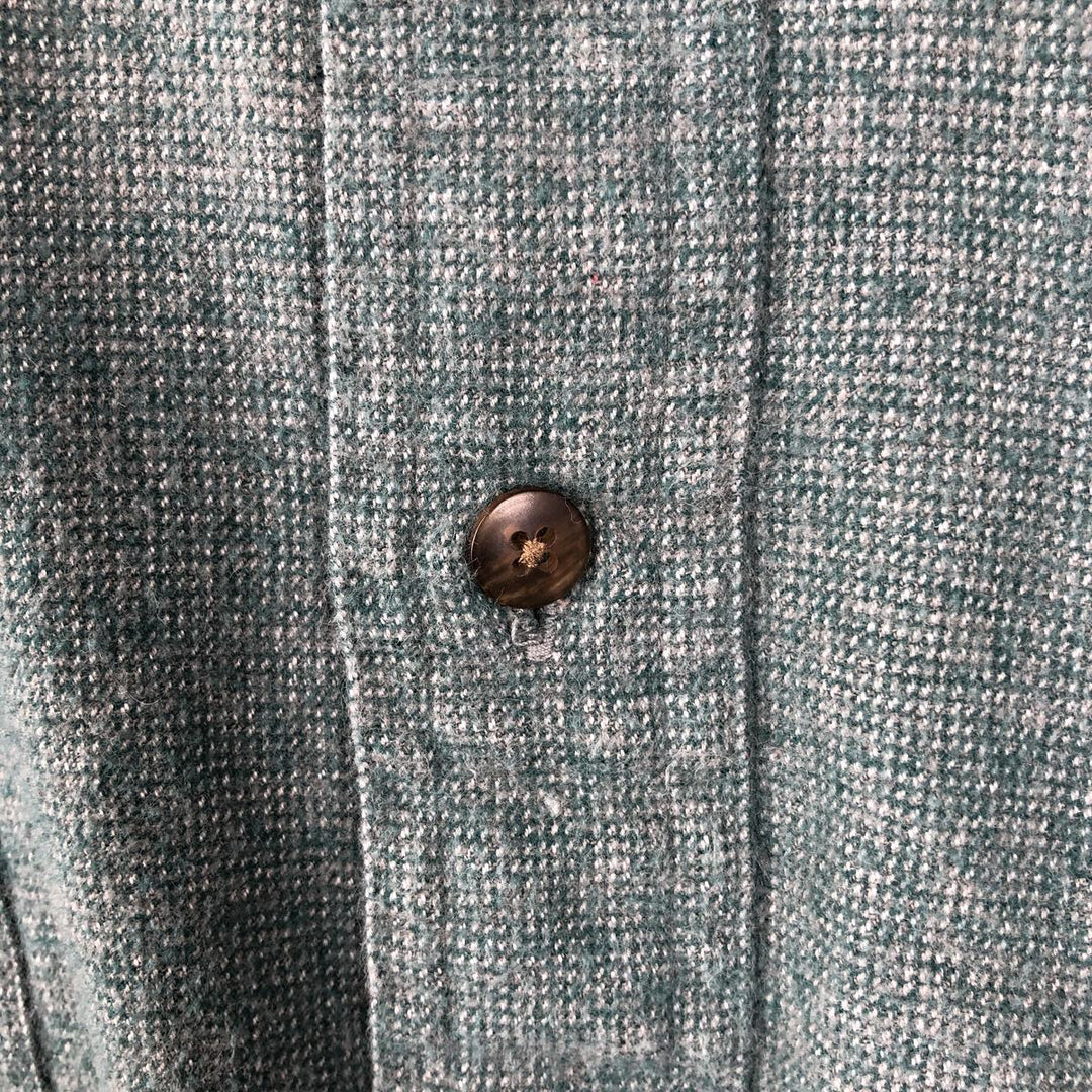 80s-90'S Eddie Bauer Black Tag Sonoma Heathers Button-Down Long-Sleeve Chamois Cloth Shirt, Men's Size L (Equivalent), Vintage cotton green type Vintage Second Hand