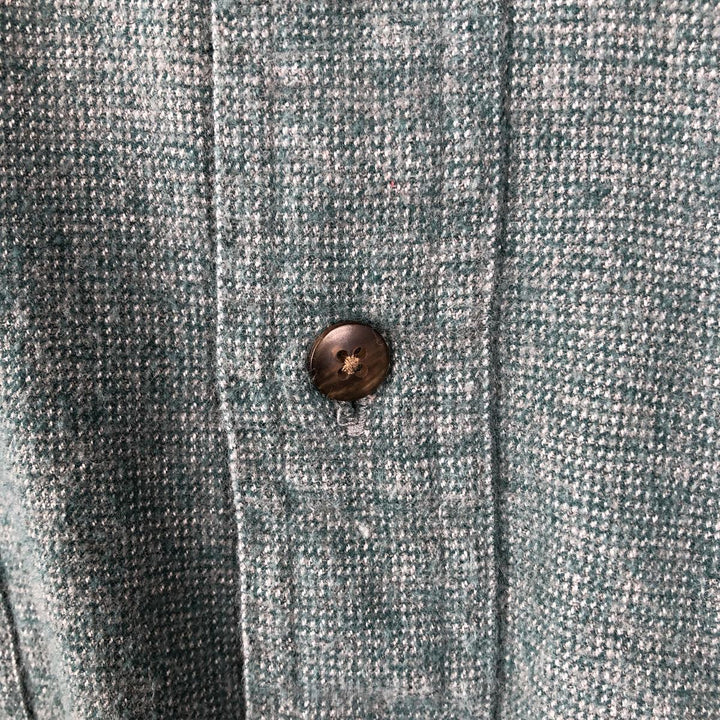 80s-90'S Eddie Bauer Black Tag Sonoma Heathers Button-Down Long-Sleeve Chamois Cloth Shirt, Men's Size L (Equivalent), Vintage cotton green type Vintage Second Hand