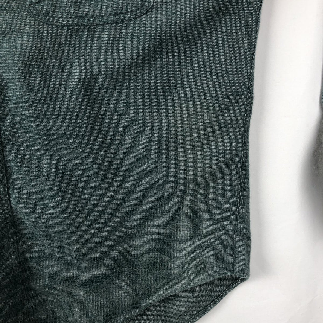 80s-90'S Eddie Bauer Black Tag Sonoma Heathers Button-Down Long-Sleeve Chamois Cloth Shirt, Men's Size L (Equivalent), Vintage cotton green type Vintage Second Hand