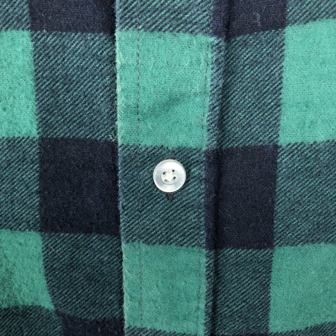 90'S American Edition Buffalo Check Long-Sleeve Printed Flannel Shirt, Made in USA, Men's XXL Equivalent, Vintage cotton navy blue type Vintage Second Hand