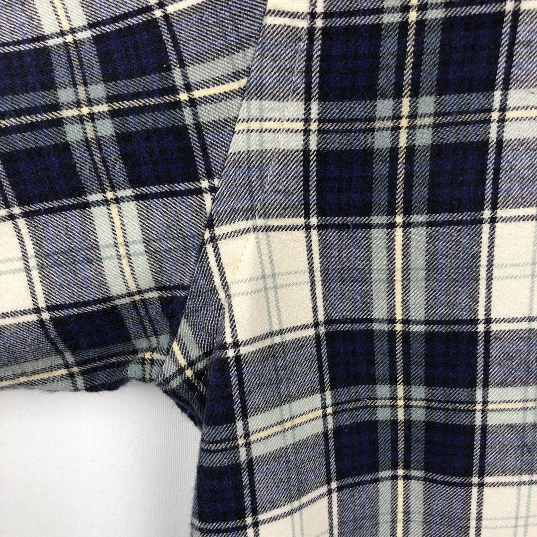 Eddie Bauer Long Sleeve Button Down Light Flannel Check Shirt, Men's Size L cotton navy blue type Vintage Second Hand