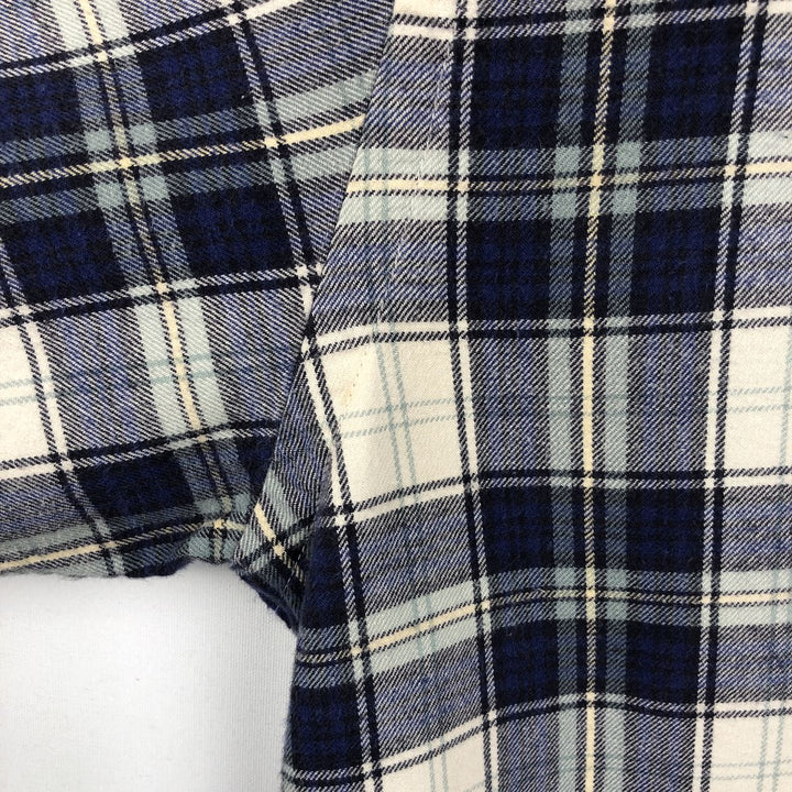 Eddie Bauer Long Sleeve Button Down Light Flannel Check Shirt, Men's Size L cotton navy blue type Vintage Second Hand