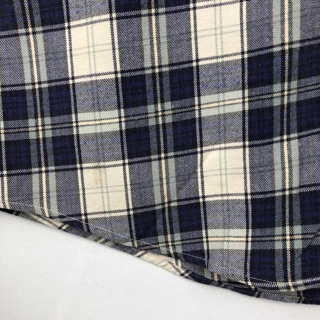 Eddie Bauer Long Sleeve Button Down Light Flannel Check Shirt, Men's Size L cotton navy blue type Vintage Second Hand