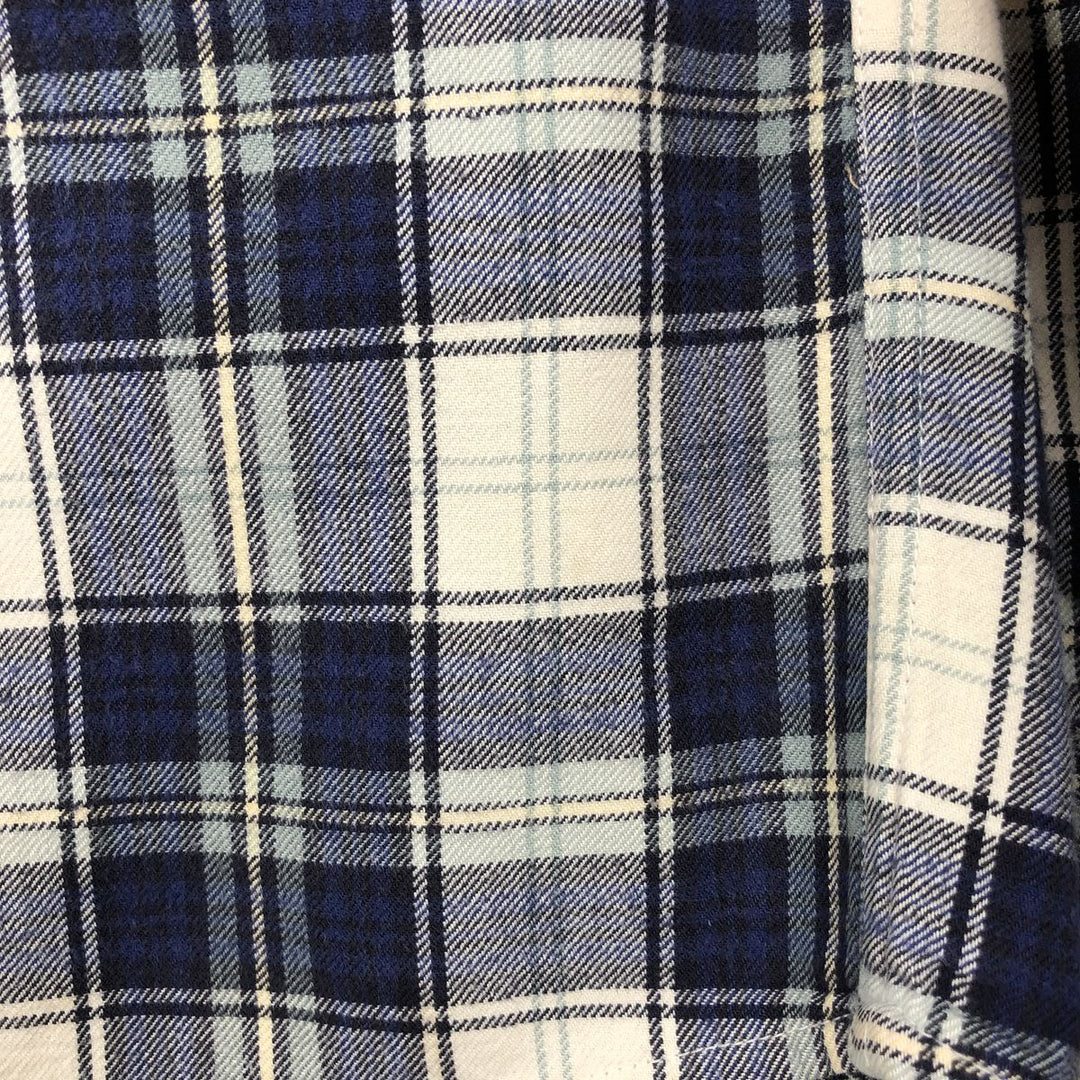 Eddie Bauer Long Sleeve Button Down Light Flannel Check Shirt, Men's Size L cotton navy blue type Vintage Second Hand