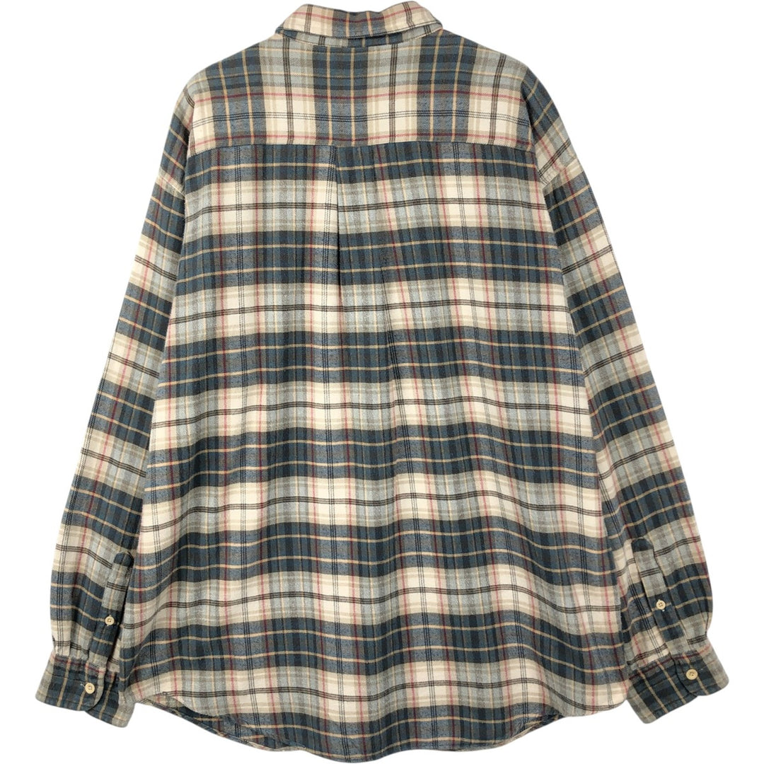 90'S J.Crew Long-Sleeve Button-Down Light Flannel Shirt, Men's Size XL (Equivalent), Vintage cotton Beige type Vintage Second Hand