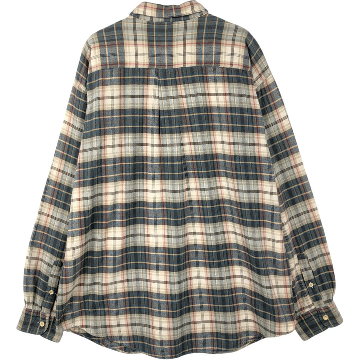 90'S J.Crew Long-Sleeve Button-Down Light Flannel Shirt, Men's Size XL (Equivalent), Vintage cotton Beige type Vintage Second Hand