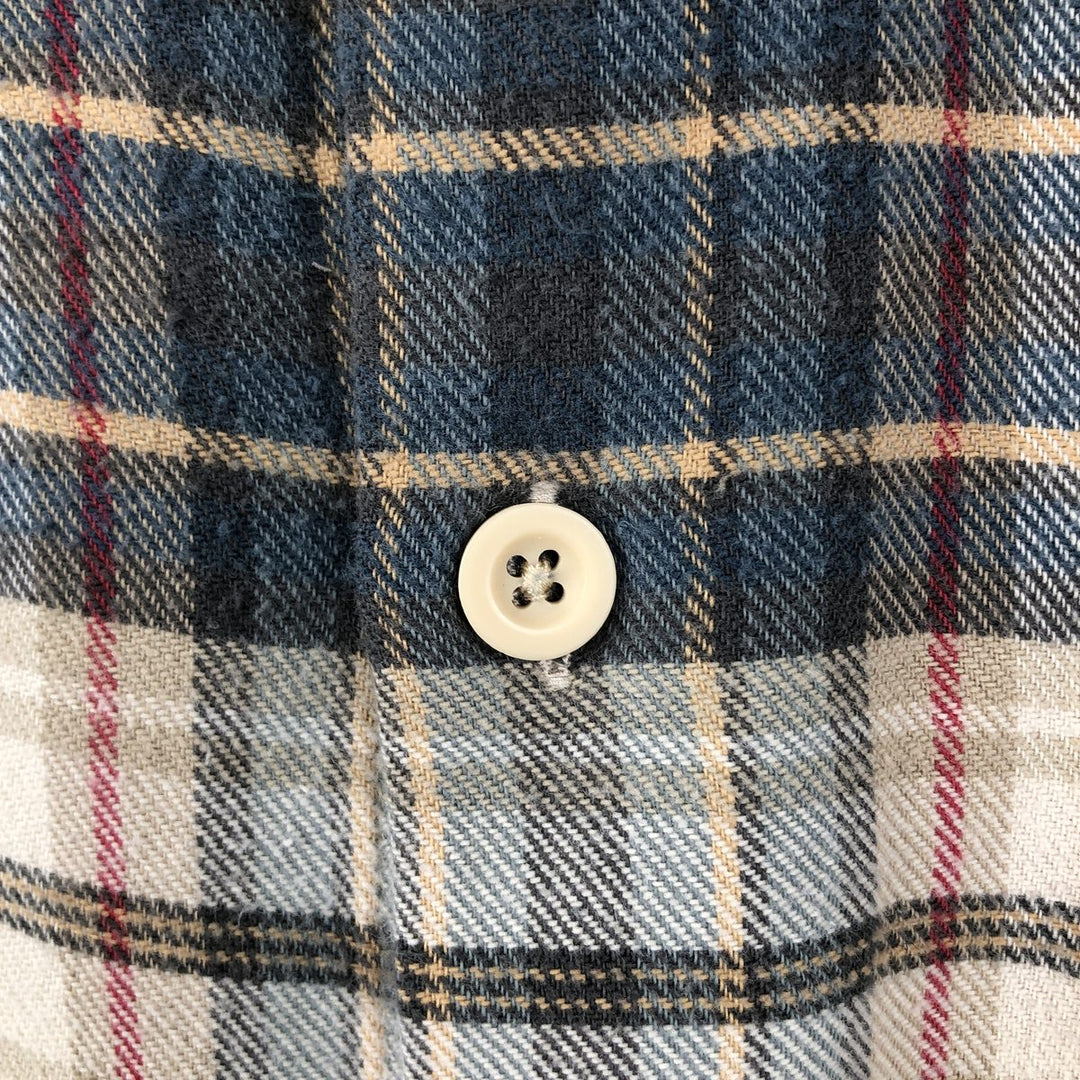90'S J.Crew Long-Sleeve Button-Down Light Flannel Shirt, Men's Size XL (Equivalent), Vintage cotton Beige type Vintage Second Hand