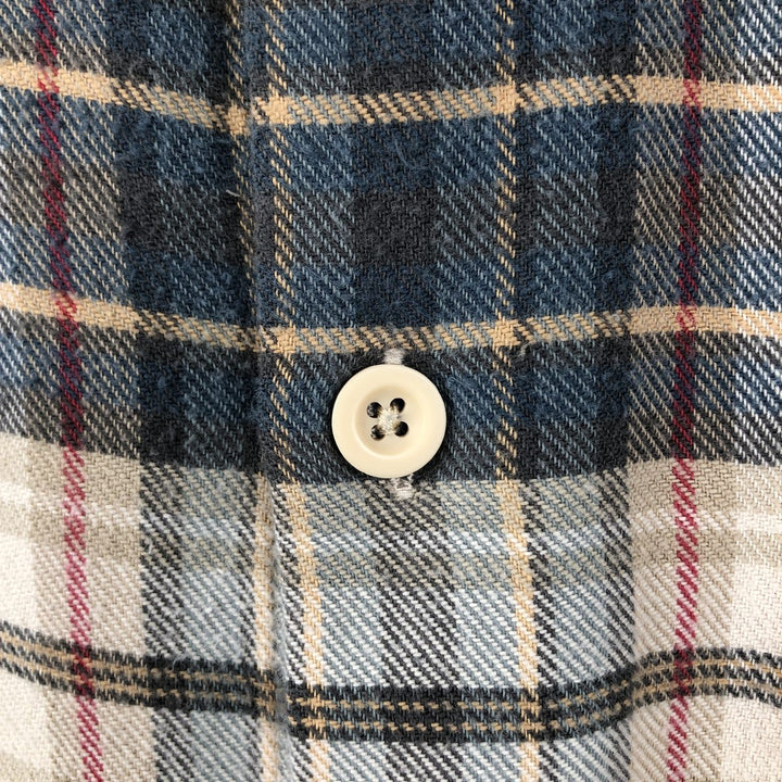 90'S J.Crew Long-Sleeve Button-Down Light Flannel Shirt, Men's Size XL (Equivalent), Vintage cotton Beige type Vintage Second Hand