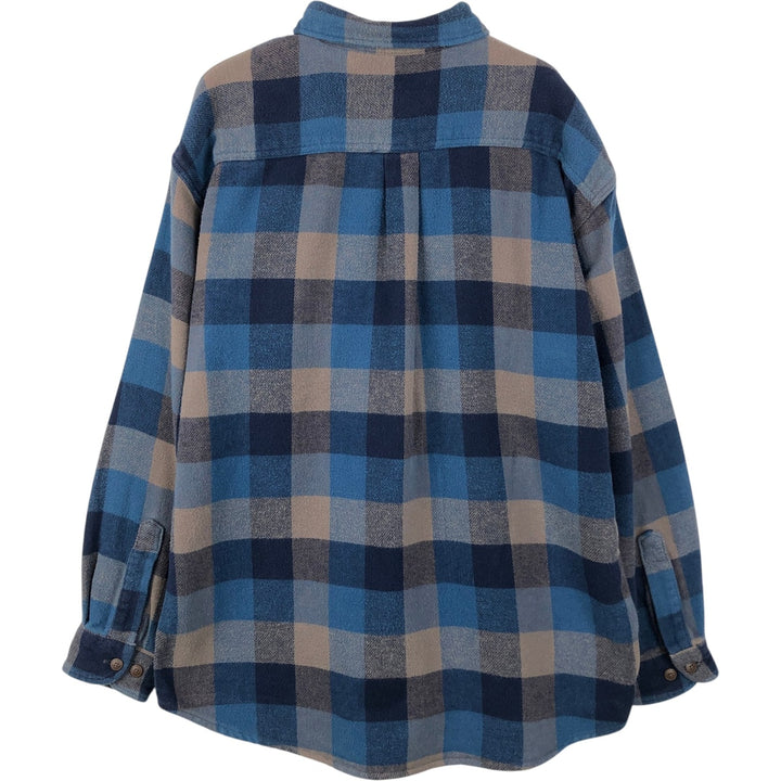 St. John's Bay Heavyweight Long-Sleeve Button-Down Flannel Shirt, Men's Size L (approx.) cotton blue type Vintage Second Hand