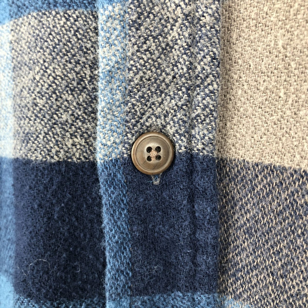 St. John's Bay Heavyweight Long-Sleeve Button-Down Flannel Shirt, Men's Size L (approx.) cotton blue type Vintage Second Hand