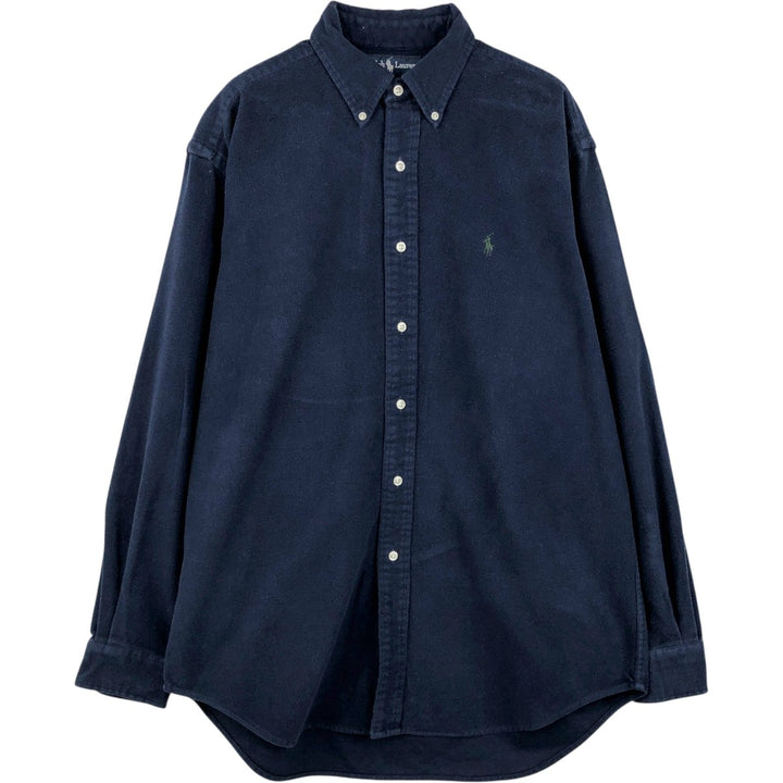 Ralph Lauren BLAIRE Long-Sleeve Chamois Cloth Shirt, Made in the Northern Mariana Islands, Men's Size M (approx.) cotton navy blue type Vintage Second Hand