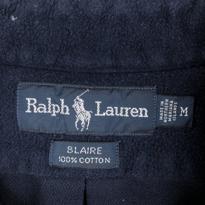 Ralph Lauren BLAIRE Long-Sleeve Chamois Cloth Shirt, Made in the Northern Mariana Islands, Men's Size M (approx.) cotton navy blue type Vintage Second Hand