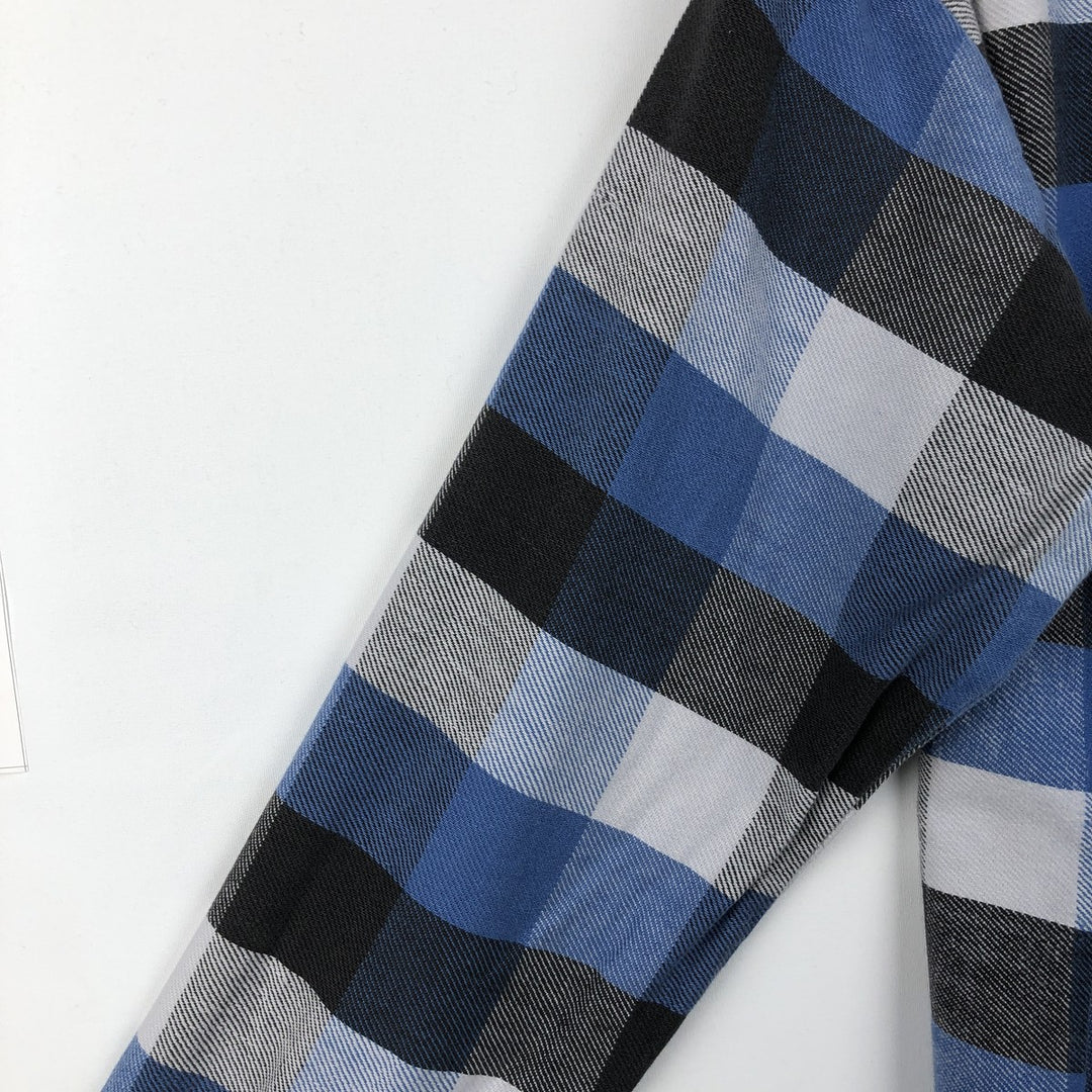 90'S BACK COUNTRY Long-Sleeve Flannel Check Shirt, Men's Size L (Equivalent), Vintage cotton blue type Vintage Second Hand