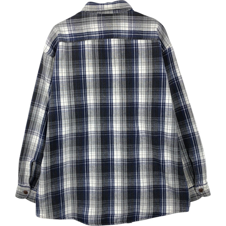 90s-00'S St. John's Bay Heavyweight Long-Sleeve Flannel Check Shirt, Men's Size L (approx.) cotton gray type Vintage Second Hand