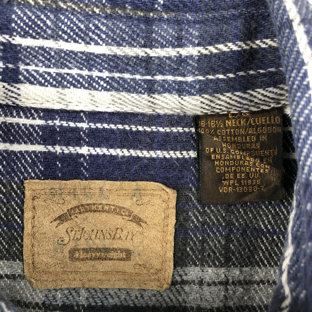 90s-00'S St. John's Bay Heavyweight Long-Sleeve Flannel Check Shirt, Men's Size L (approx.) cotton gray type Vintage Second Hand