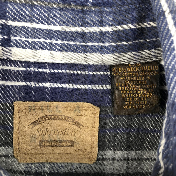 90s-00'S St. John's Bay Heavyweight Long-Sleeve Flannel Check Shirt, Men's Size L (approx.) cotton gray type Vintage Second Hand