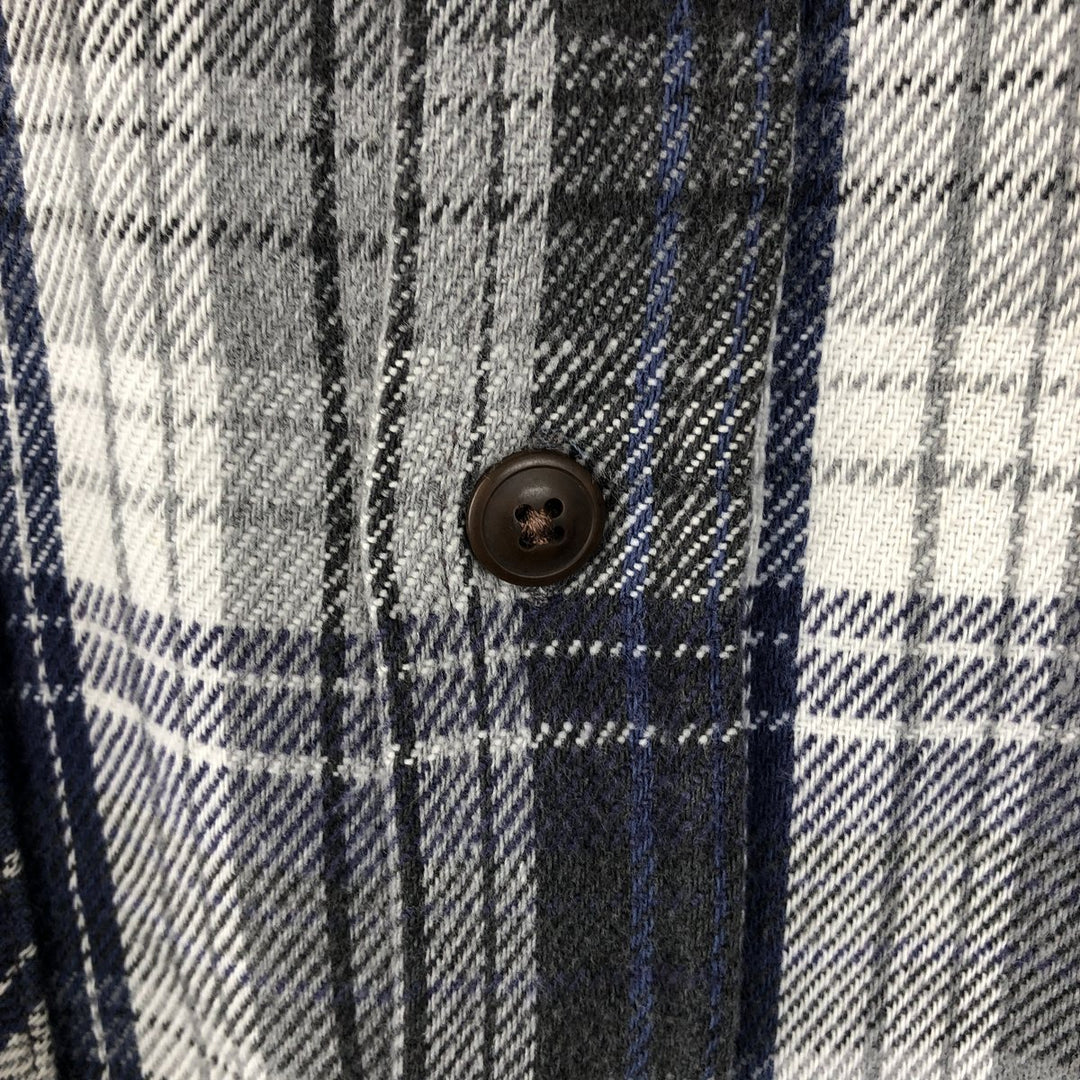 90s-00'S St. John's Bay Heavyweight Long-Sleeve Flannel Check Shirt, Men's Size L (approx.) cotton gray type Vintage Second Hand