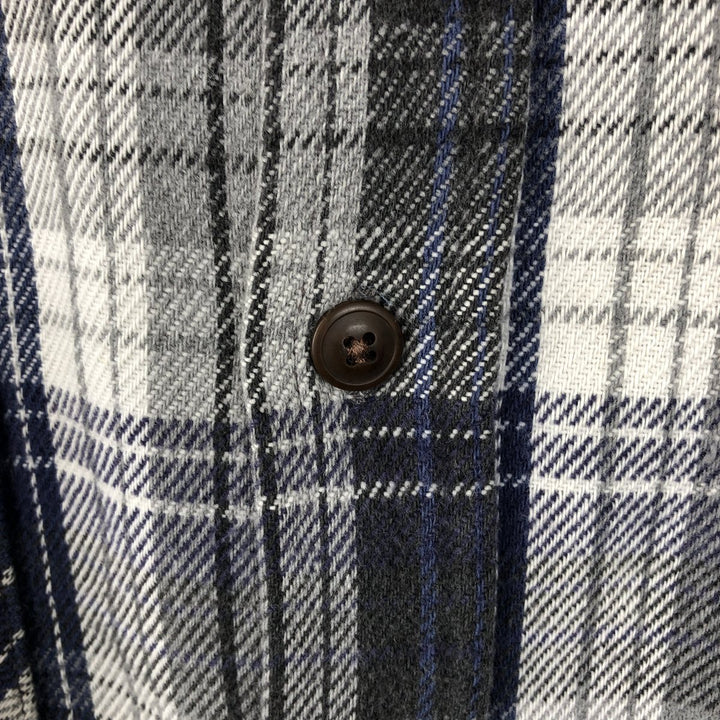90s-00'S St. John's Bay Heavyweight Long-Sleeve Flannel Check Shirt, Men's Size L (approx.) cotton gray type Vintage Second Hand