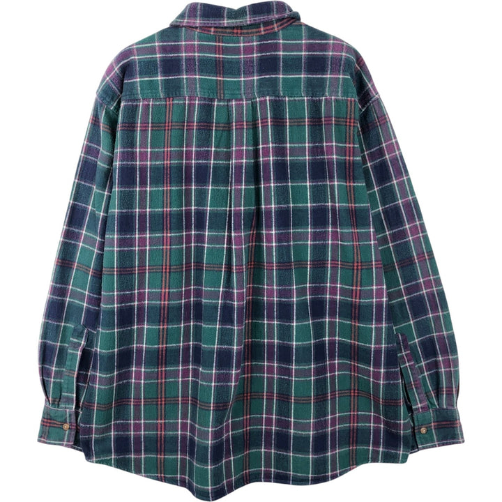 Vintage LLBean long-sleeved flannel check shirt from the 1990s, men's size XL. cotton Green type dark green Vintage Second Hand