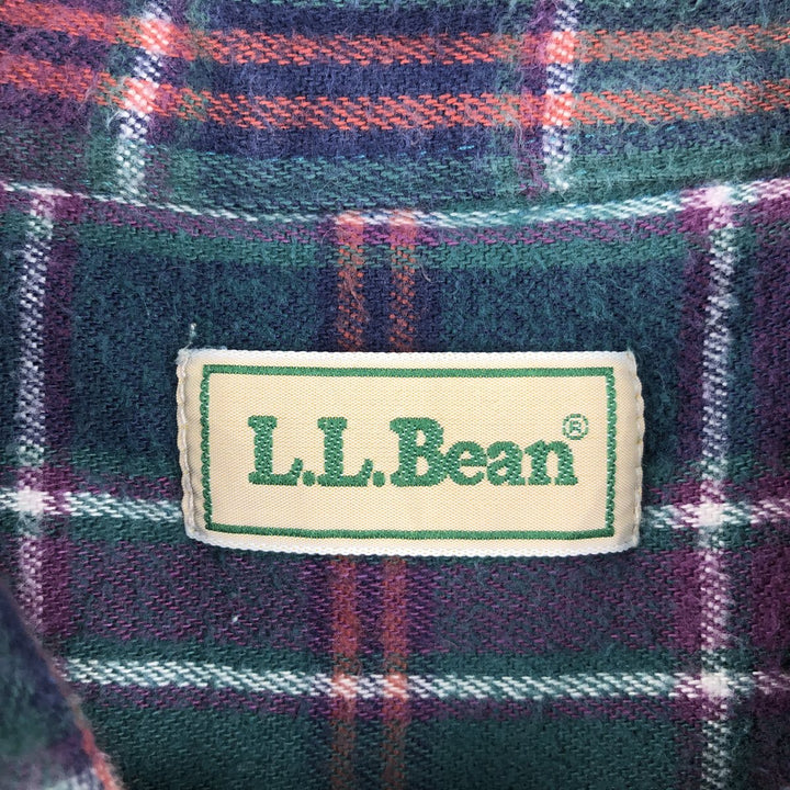 Vintage LLBean long-sleeved flannel check shirt from the 1990s, men's size XL. cotton Green type dark green Vintage Second Hand