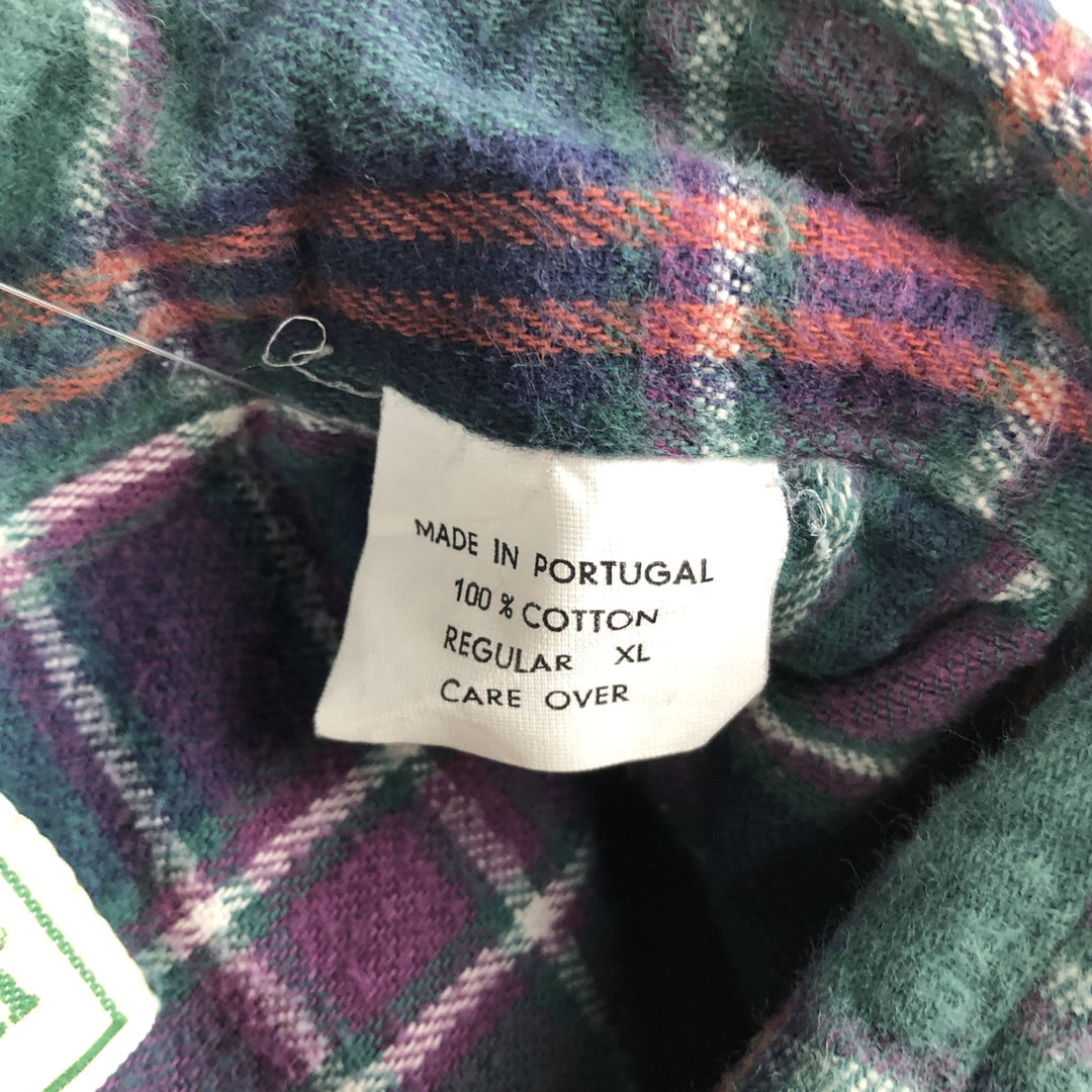 Vintage LLBean long-sleeved flannel check shirt from the 1990s, men's size XL. cotton Green type dark green Vintage Second Hand