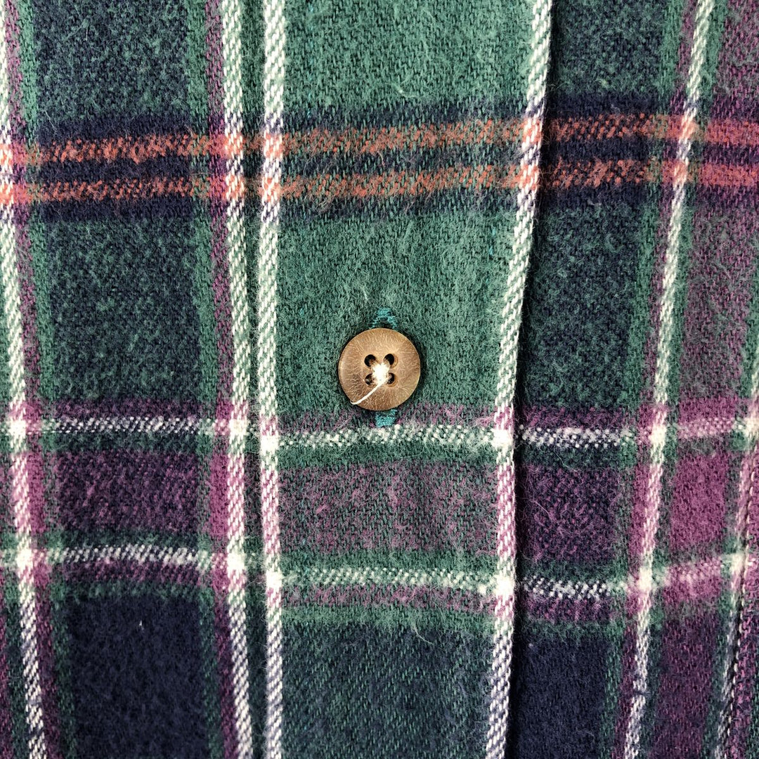 Vintage LLBean long-sleeved flannel check shirt from the 1990s, men's size XL. cotton Green type dark green Vintage Second Hand