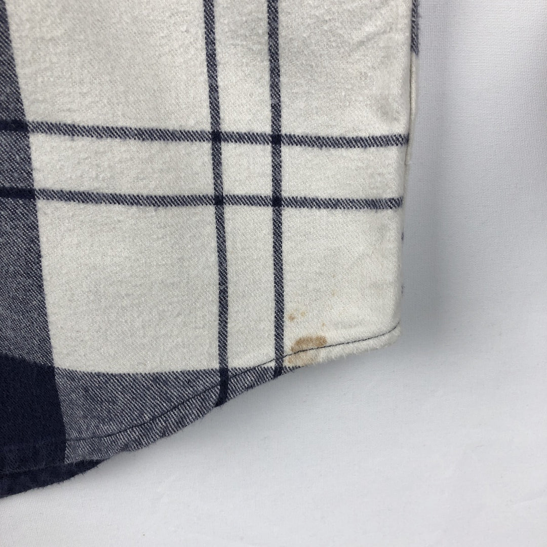 70s-80'S Eddie Bauer Black Tag Long-Sleeve Flannel Check Shirt, Men's Size L (Equivalent), Vintage unclear Navy blue Vintage Second Hand